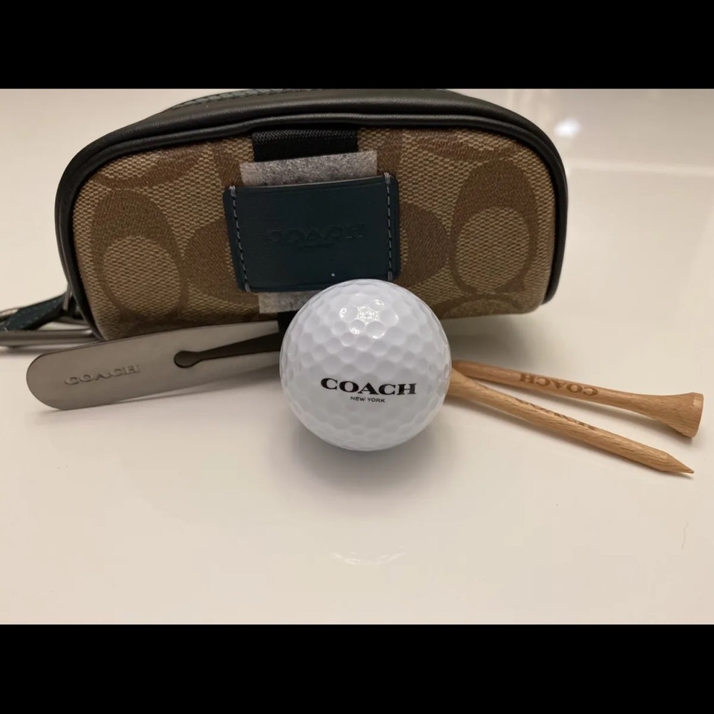 NWT COACH Golf Kit In Colorblock Signature Canvas C4267 Khaki/Forest Green